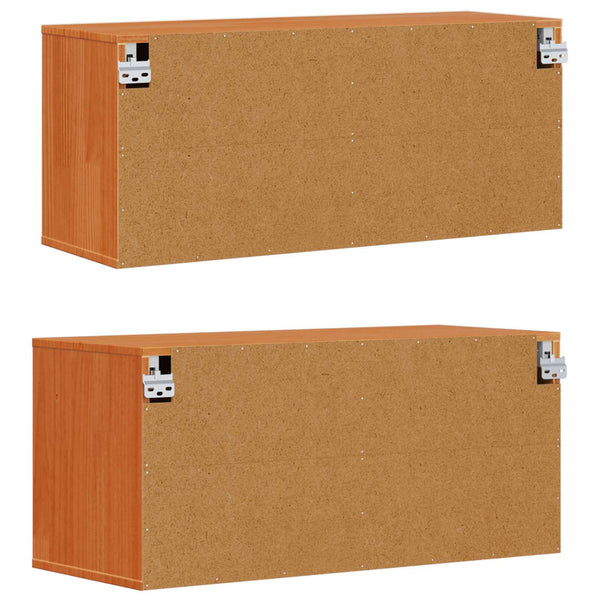 Seinäkaappi 2 kpl Vaha ruskea 80 x 30 x 35 cm Massiivinen mänty