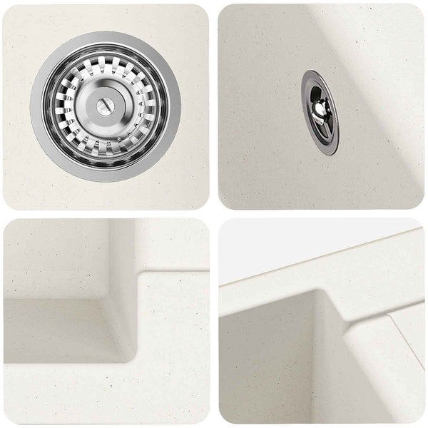 Allas Valkoinen 780 x 500 mm 80% kvartsia ja 20% hartsia