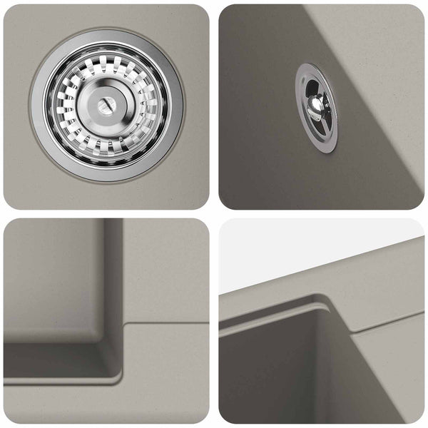 Allas 80% kvartsia ja 20% hartsia 560 x 460 mm Harmaa