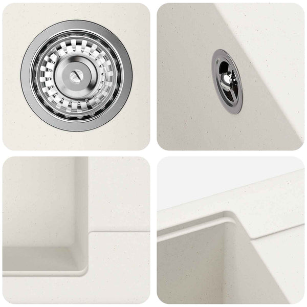 Allas 80% kvartsia ja 20% hartsia 560 x 460 mm Valkoinen