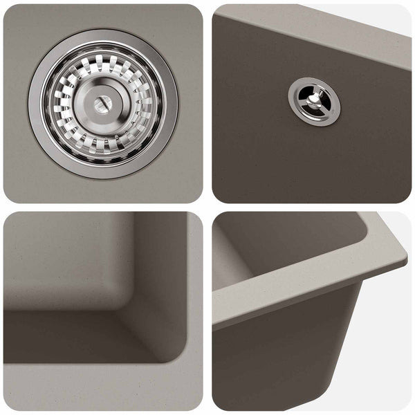 Allas 80% kvartsia ja 20% hartsia 530 x 460 mm Harmaa