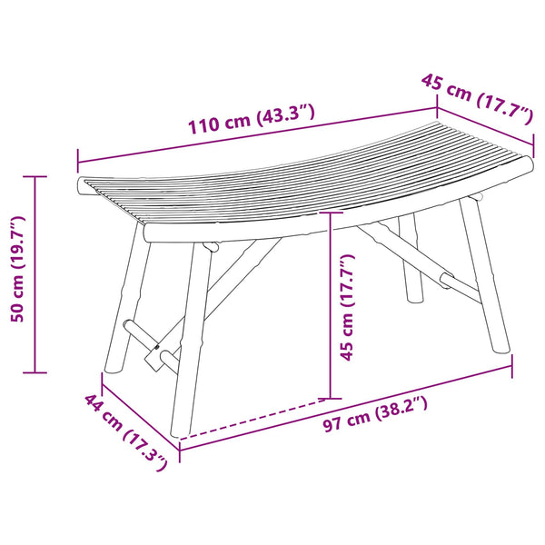 Puutarhapenkki 110 x 45 x 50 cm Bambusta Luonnollinen