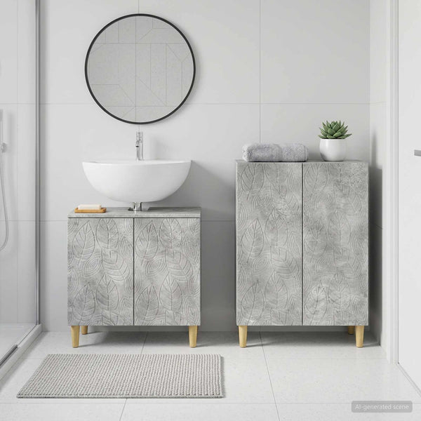 2 Osainen Kylpyhuonekaappisarja DELFT Betoninharmaa