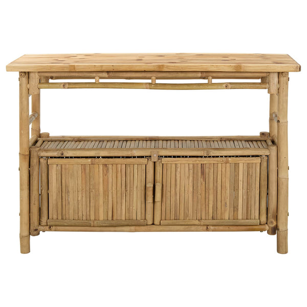 Konsolipöytä hyllyllä Luonnollinen 110 x 35 x 75 cm Bambusta
