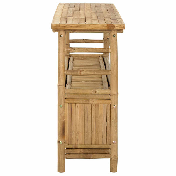 Konsolipöytä hyllyllä Luonnollinen 110 x 35 x 75 cm Bambusta