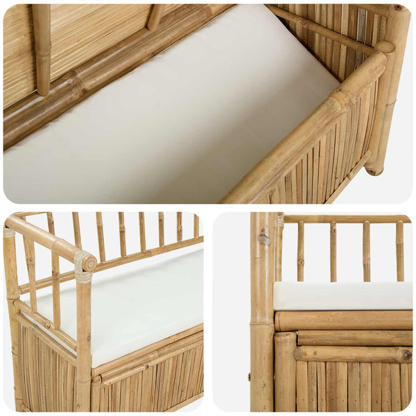 Puutarhan säilytyspenkki 110 x 47 x 80 cm Bambusta Luonnollinen