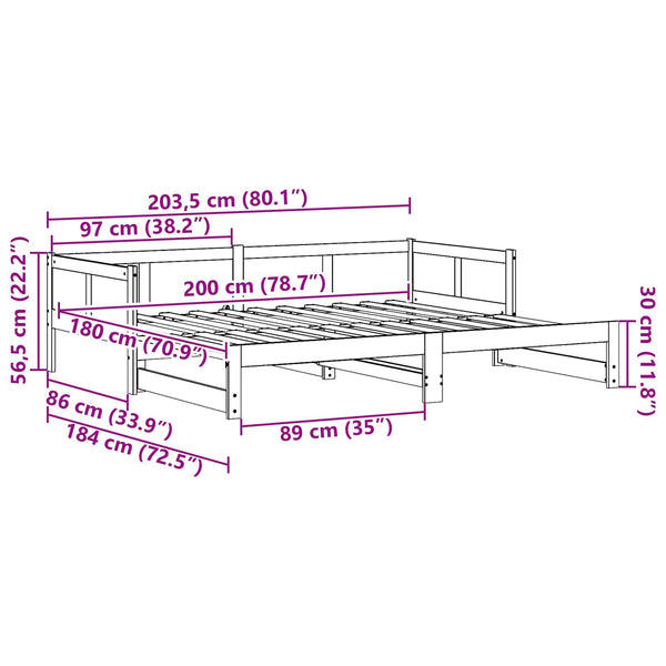 Vedettävä päiväsänky Valkoinen 6FT Super King Size