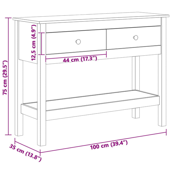Konsolipöytä Vaha ruskea 100 x 35 x 75 cm Tiheä Männyn Puu