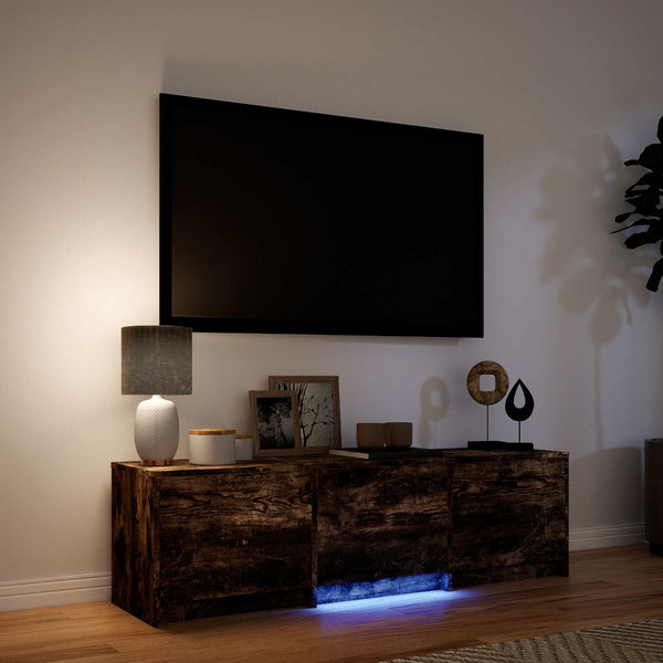TV-kaappi LED-valolla 140 x 34 x 40 cm Savustettu Tammi