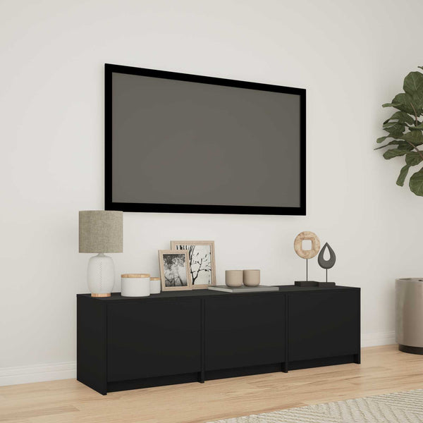 TV-kaappi LED-valolla 140 x 34 x 40 cm Musta Käsitelty puu