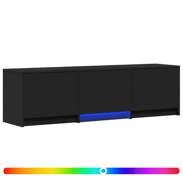TV-kaappi LED-valolla 140 x 34 x 40 cm Musta Käsitelty puu