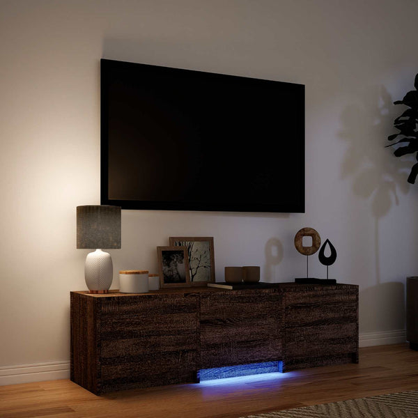 TV-kaappi LED-valolla 140 x 34 x 40 cm Ruskea tammi