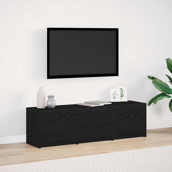 TV-kaappi LED-valoilla Musta tammi. 140 x 34 x 40 cm