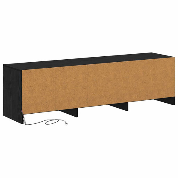 TV-kaappi LED-valoilla Musta tammi. 140 x 34 x 40 cm