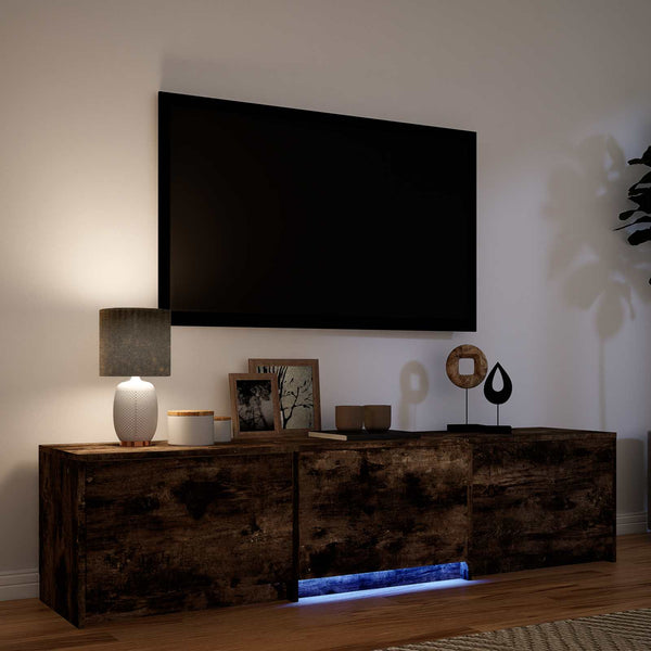 TV-kaappi LED-valolla 165 x 34 x 40 cm Savustettu Tammi