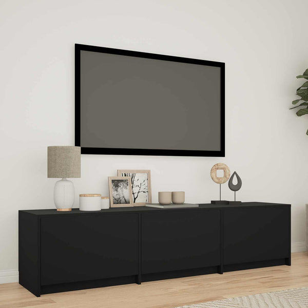 TV-kaappi LED-valolla 165 x 34 x 40 cm Musta Käsitelty puu