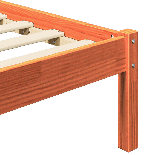 Sängyn runko 2 pcs Massiivinen mänty 160 x 200 cm Vaha ruskea