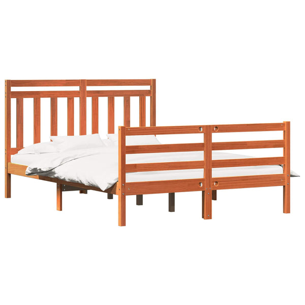 Sängyn runko päätyllä 2 pcs Vaha ruskea 5FT King Size