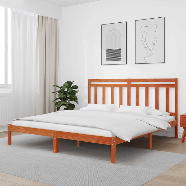 Päätyllä varustettu sängyn runko 2 osaa Vaha ruskea 6FT Super King Size