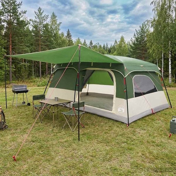 Perhe Teltta 16 hengelle Vihreä Polyesteri ja teräs