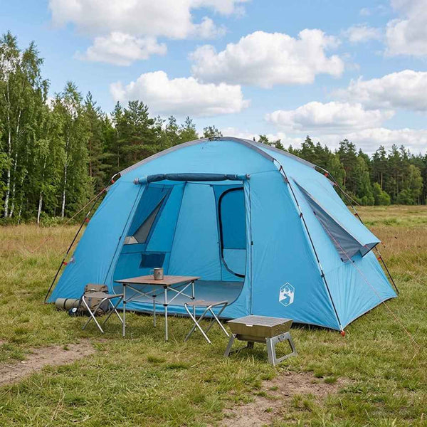 Mökki teltta 6 hengelle Sininen Polyesteri