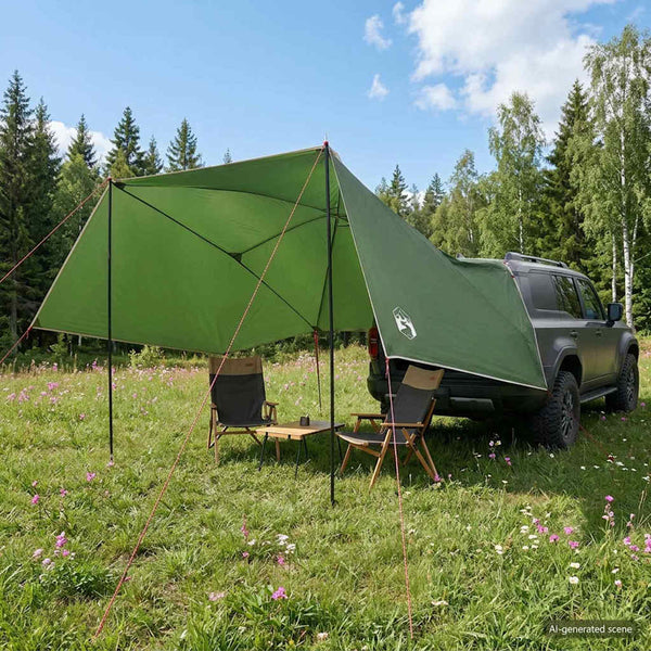 Auto Teltta Vihreä 308 x 215 x 220 cm Polyesteri ja teräs