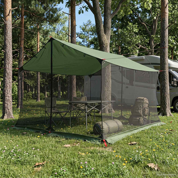 Camping-teltta verkkoseinillä Vihreä 340 x 260 x 220 cm