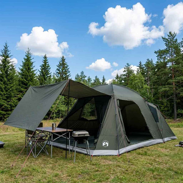 Mökki teltta 12 hengelle Armyn vihreä Polyesteri ja teräs
