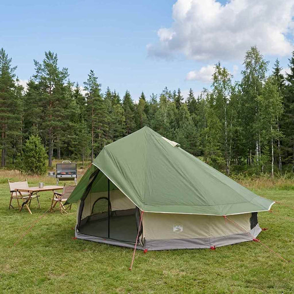 Tipi-teltta 18 hengelle Vihreä Polyesteri ja teräs