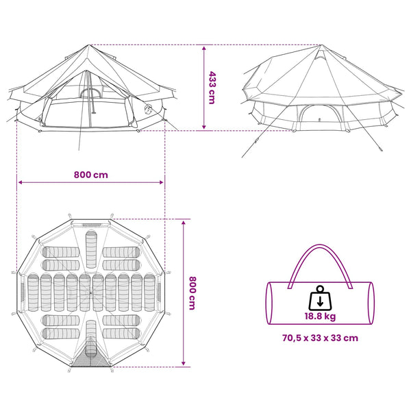 Tipi-teltta 20 hengelle Sininen Polyesteri ja teräs