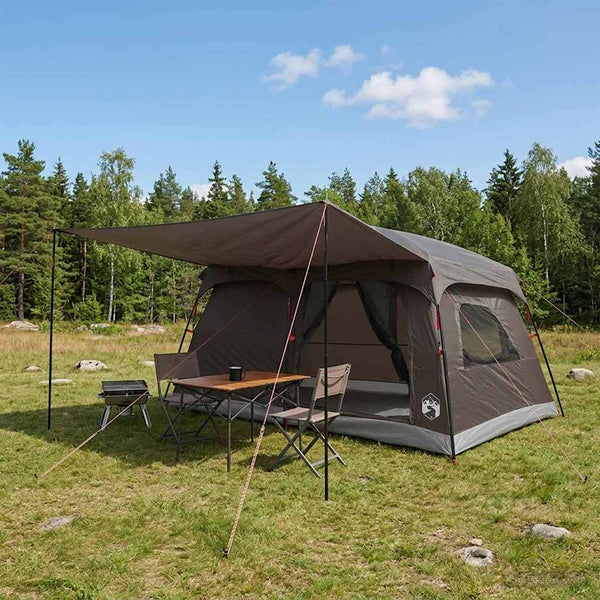 Perhe Teltta 10 hengelle Ruskea Harmaa Polyesteri ja teräs