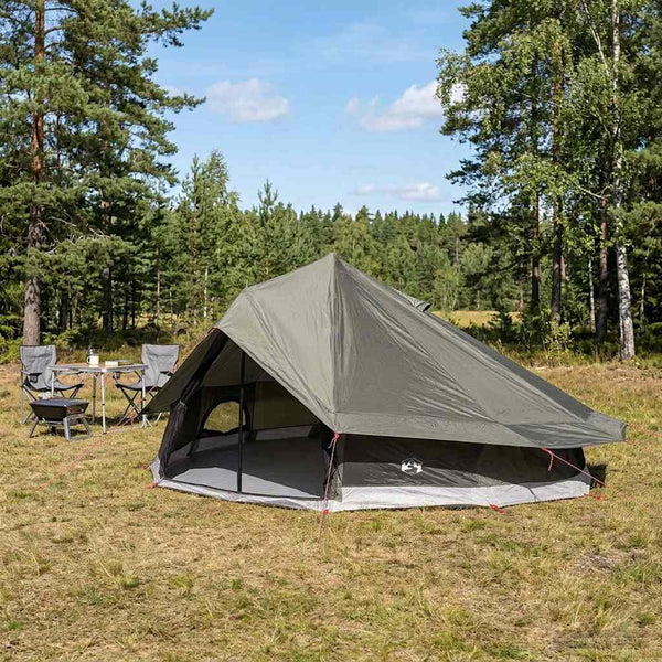Tipi-teltta 20 hengelle Ruskea Harmaa Polyesteri ja teräs