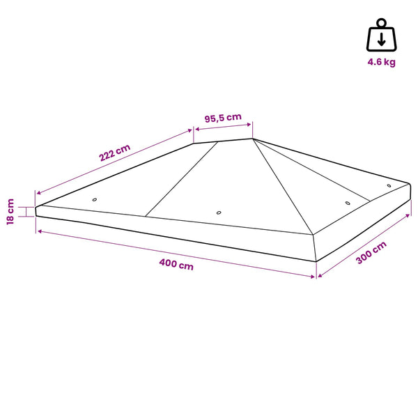 Gazebo-kansio 300 x 400 cm Sininen