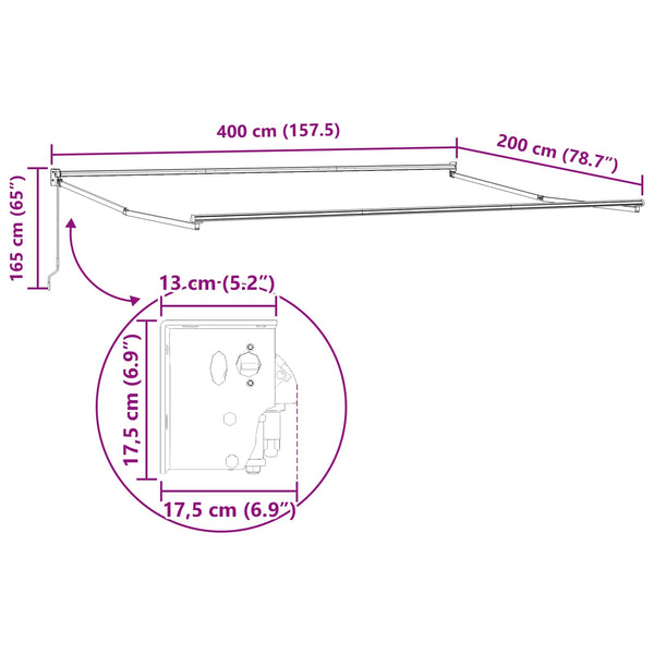 Vedettävä markiisi Antrasiitti 4 x 2 m