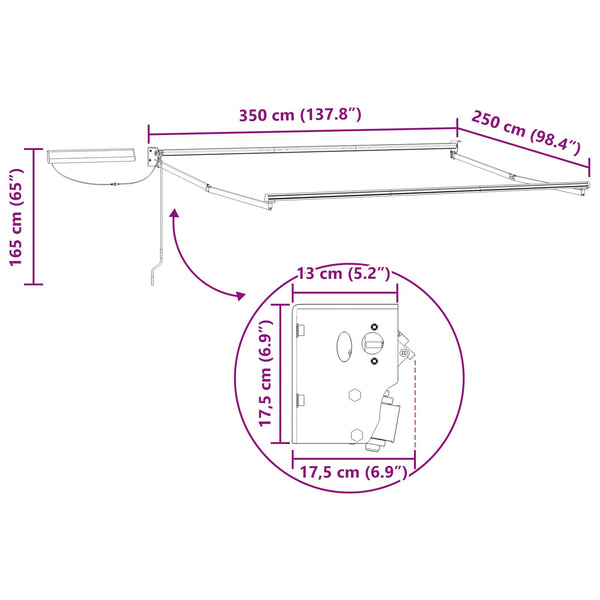 Sähkökäyttöinen Vedettävä Varjo 3,5 x 2,5 m