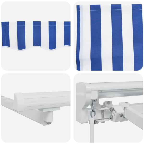 Manuaalinen markiisin runko LED-valoilla 4,5 × 3 m