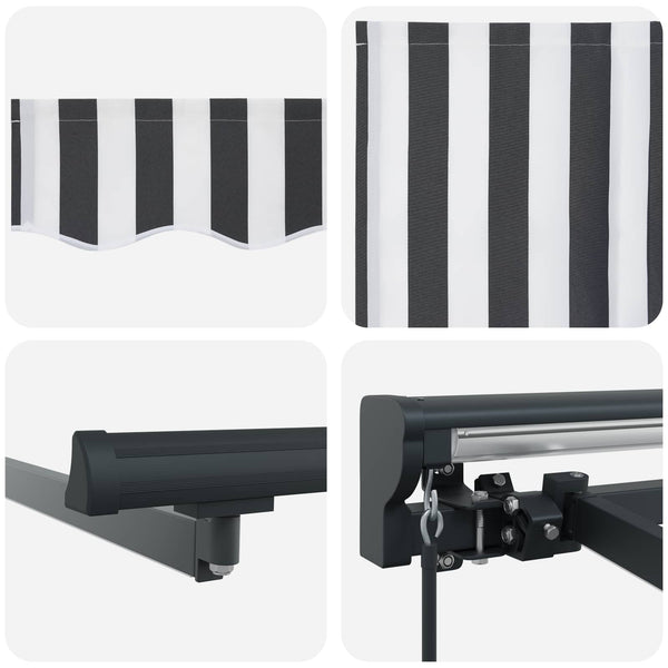 Manuaalinen markiisin runko LED-valoilla 3 x 2,5 m