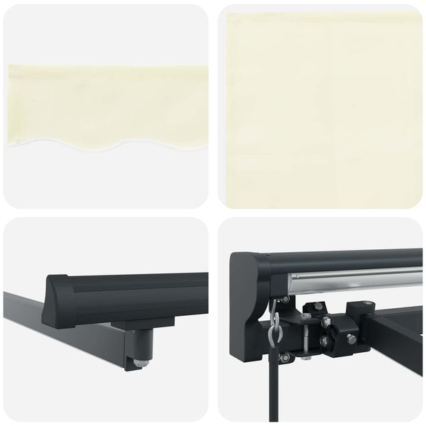 Manuaalinen markiisin runko LED-valoilla 3,5 x 2,5 m