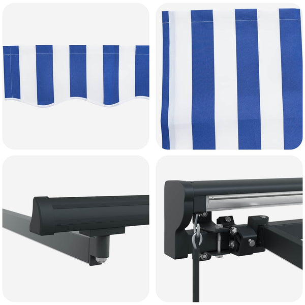 Manuaalinen markiisin runko LED-valoilla 5 × 3,5 m