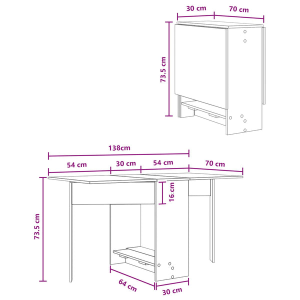 Ruokailupöytä 138 x 70 x 73,5 cm Tekninen puu Vanha puu
