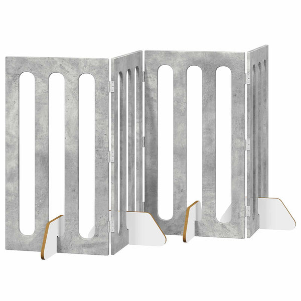 Taitettava lemmikkitarha 4 kpl Betoninharmaa 201 x 38 x 90 cm