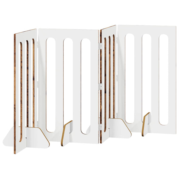Taitettava lemmikkitarha 4 kpl Tammipuu 201 x 38 x 90 cm