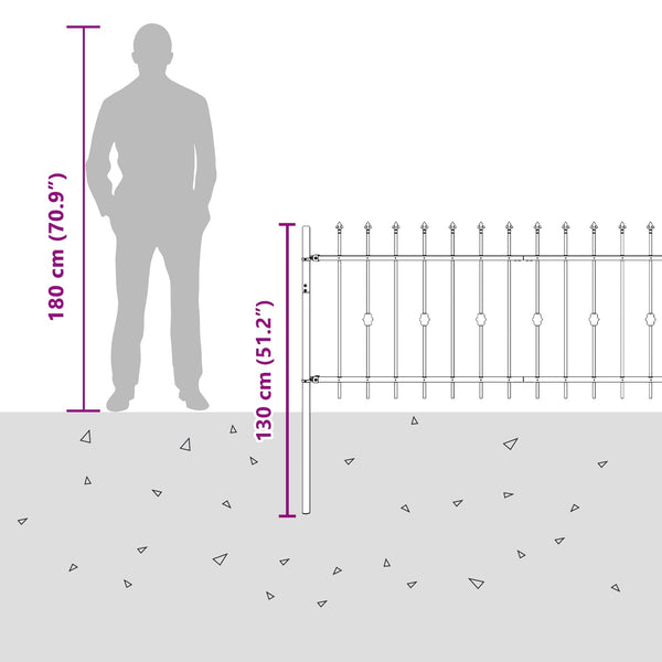 Piikkikaide ASTEN 200 x 80 cm Jauhemaalattu Teräs Musta