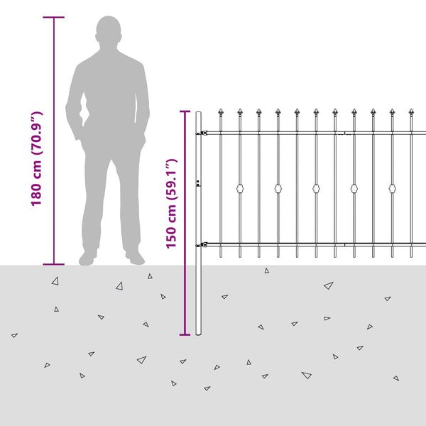 Piikkikaide ASTEN 200 x 100 cm Jauhemaalattu Teräs Musta