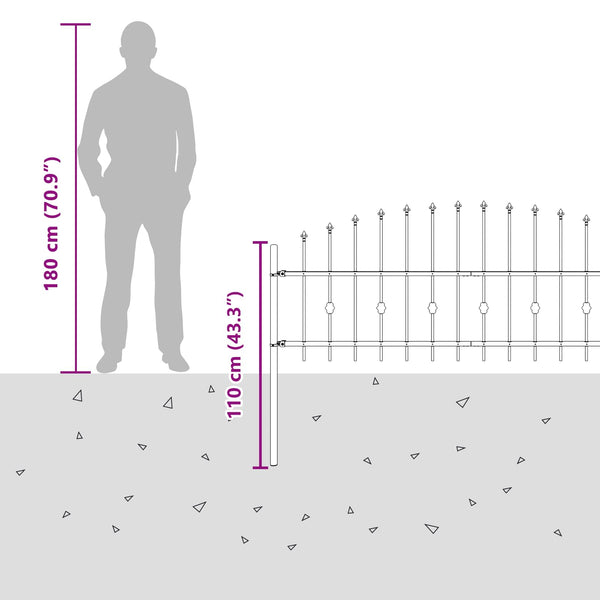 Piikkikaide ASTEN 200 x 80 cm Jauhemaalattu Teräs Musta