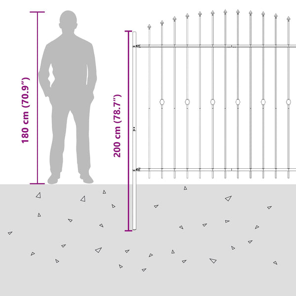 Piikkikaide ASTEN 200 x 200 cm Jauhemaalattu Teräs Musta