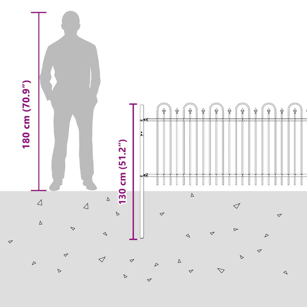 Piikki Kaari Aita DRONTEN 200 x 80 cm Jauhemaalattu Teräs Musta