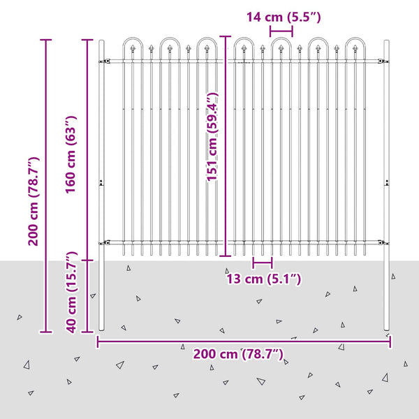 Piikki Kaari Aita DRONTEN 200 x 150 cm Jauhemaalattu Teräs