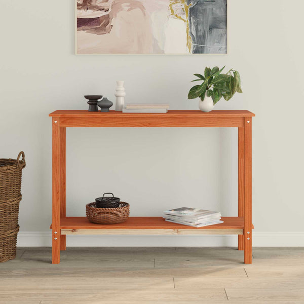Konsolipöytä hyllyllä Vahansävyinen Ruskea 110 x 40 x 80 cm