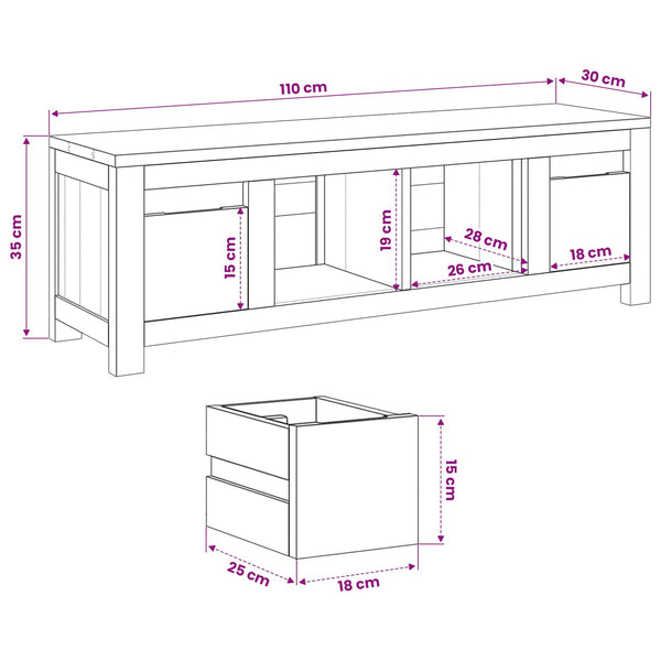 TV-kaappi 110 x 30 x 35 cm Luonnollinen Tiikkipuu